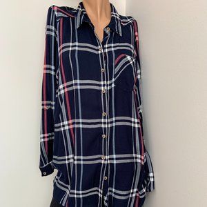 Motherhood Maternity Plaid Button-Down Tie Blouse | Size M